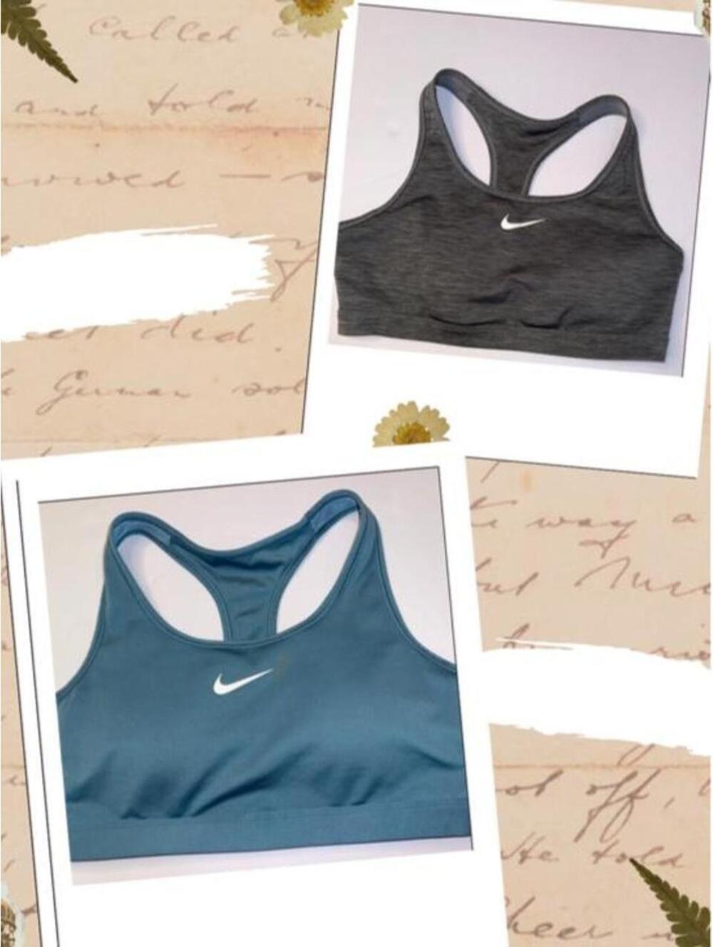 Nike dri fit womens shoosh bra set of 2 grey blue sz Large active